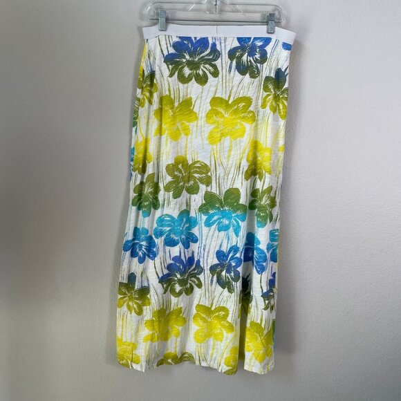 Fresh Produce Womens Medium Floral Maxi Skirt Pull On Tropical Elastic Waist - Picture 4 of 7